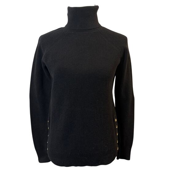 Michael Michael Kors Women’s Black Waffle Knit Turtleneck Sweater Size M - Picture 1 of 5